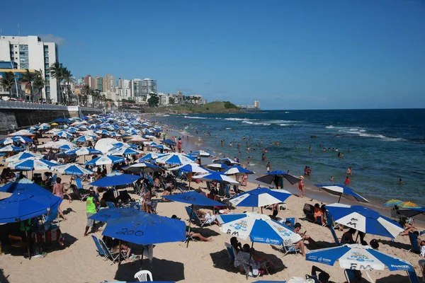 Salvador Bahia Brahbad Февраля 2022 Года Люди Пляже Порто Барра — стоковое фото