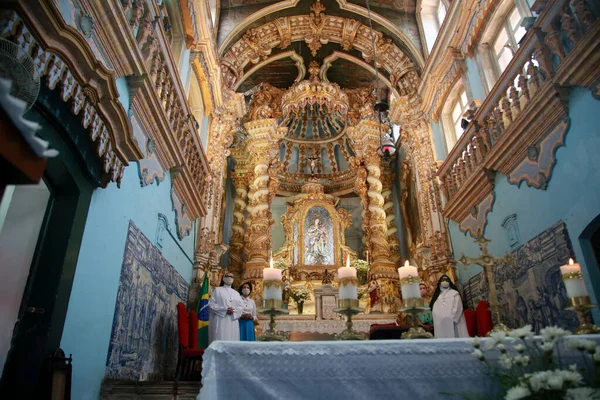 Salvador Bahia Brazylijski Lutego 2022 Ołtarz Kościoła Klasztoru Nossa Senhora — Zdjęcie stockowe