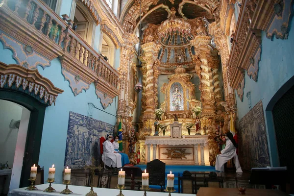 Salvador Bahia Brazil Φεβρουαρίου 2022 Βωμός Της Εκκλησίας Και Της — Φωτογραφία Αρχείου