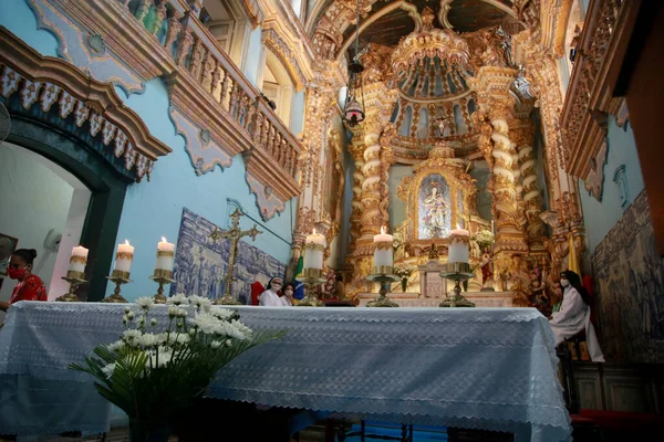 Salvador Bahia Brasil Febrero 2022 Altar Iglesia Convento Nossa Senhora —  Fotos de Stock