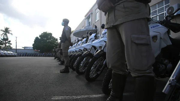 Salvador Bahia Braziliaans Februari 2022 Leden Van Bahia Militaire Politie — Stockfoto