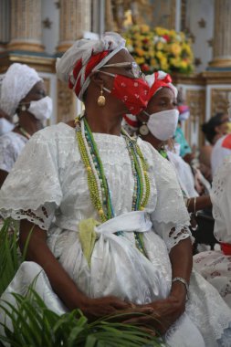 Salvador, Bahia, Brezilya - 13 Aralık 2021: Vefalı, Salvador şehrinde Santa Luzia gününü kutluyor - göz doktorlarının koruyucusu ve vizyon koruyucusu -.