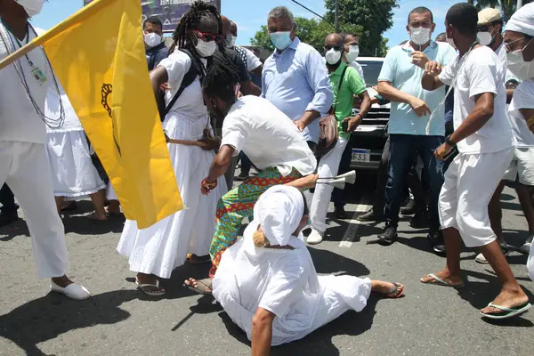 Salvador Bahia Brasil Febrero 2022 Miembros Religión Aleatoria Protestan Contra —  Fotos de Stock