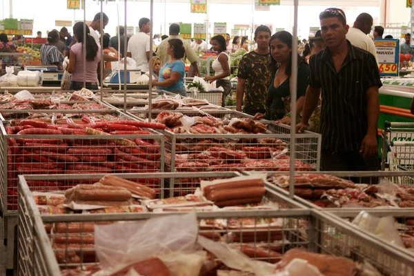Eunapolis Bahia Brazil Agustus 2009 Pelanggan Terlihat Berbelanja Supermarket Kota — Stok Foto
