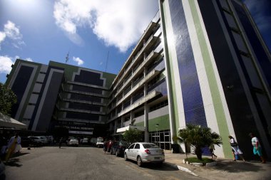Salvador, Bahia, Brezilya - 3 Mayıs 2019: Salvador 'daki Roberto Santos Hastanesi cephesi.