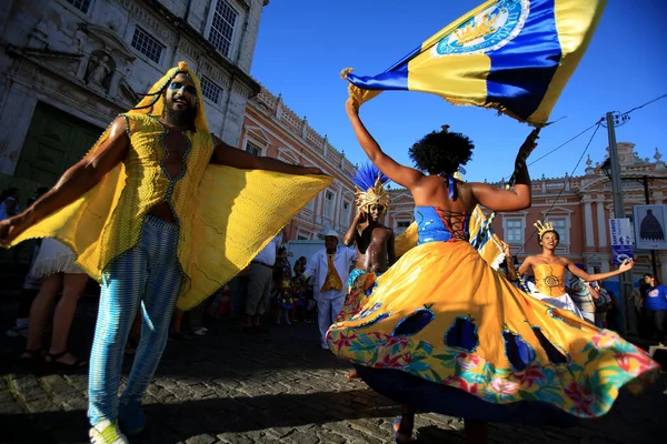 Salvador Bahia Brasil Fevereiro 2016 Membros Escola Samba Unidos Itapua — Fotografia de Stock