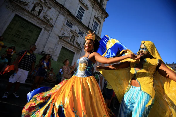 Salvador Bahia Brasil Fevereiro 2016 Membros Escola Samba Unidos Itapua — Fotografia de Stock