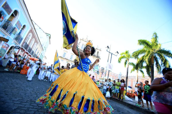Salvador Bahia Brazylijski Luty 2016 Członkowie Szkoły Unidos Itapua Samba — Zdjęcie stockowe