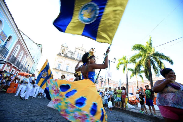 Salvador Bahia Brasil Febrero 2016 Miembros Escuela Samba Unidos Itapua — Foto de Stock