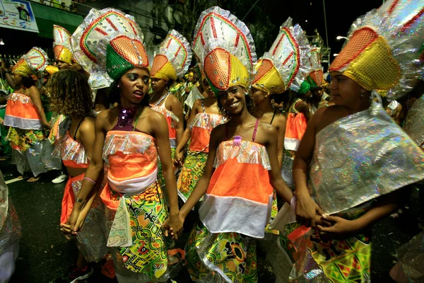 Salvador Bahia Brazil Mars 2014 Medlemmar Karnevalsgruppen Muzenza Ses Karnevalsfest — Stockfoto