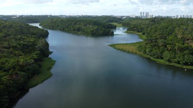Salvador, Bahia, Brezilya - Janeiro 27, 2022: Salvador 'daki Metropolitano de Pituacu' nun manzarası