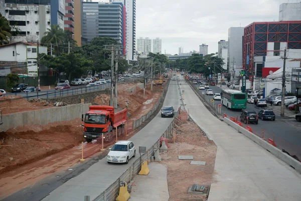 Salvador Bahia Brasil Janeiro 2022 Visão Dos Trabalhos Implantação Sistema — Fotografia de Stock