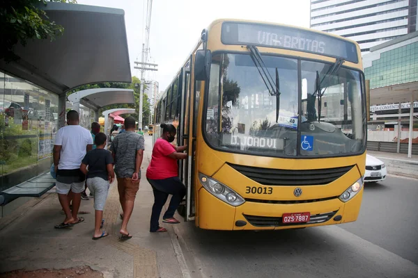 Salvador Bahia Brazil January 2022 Bus Stop Itaigara Neighborhood Brt — Stock Photo, Image