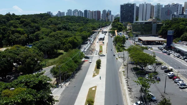 stock image salvador, bahia, brazil - january 28, 2022: view of the BRT system implementation works in the Itaigara neighborhood in the city of Salvador 