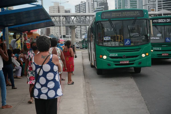 Salvador Bahia Brazil February 2022 People Waiting Public Transport Bus — Stock Photo, Image