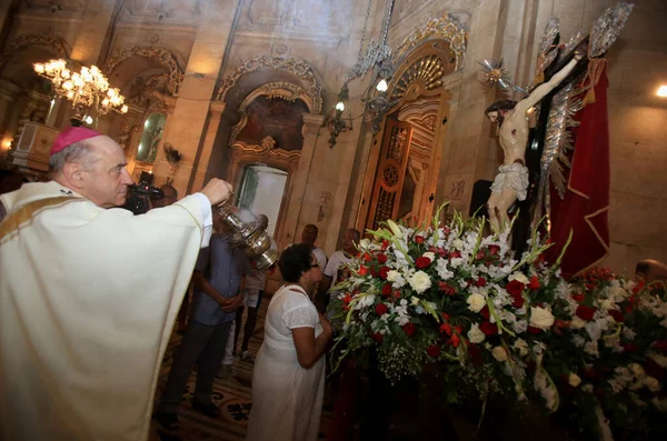 2016年1月1日 萨尔瓦多市大主教Dom Murilo Krieger在萨尔瓦多Nossa Senhora Boa Viagem教堂举行弥撒期间 — 图库照片