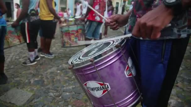 Salvador Bahia Braziliaans Maart 2022 Percussiegroep Treedt Pelourinho Historisch Centrum — Stockvideo