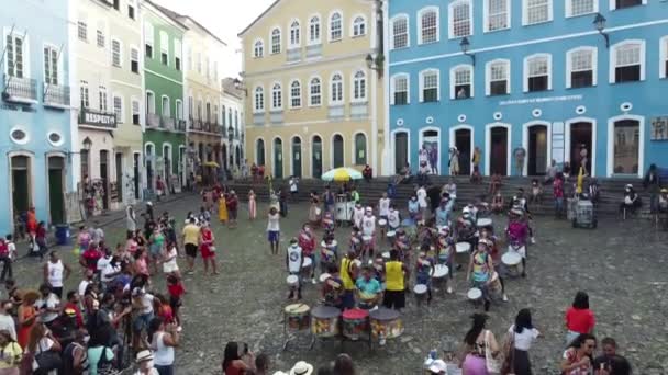 Salvador Bahia Brazílie Března 2022 Perkusní Skupina Vystupuje Pelourinho Historickém — Stock video