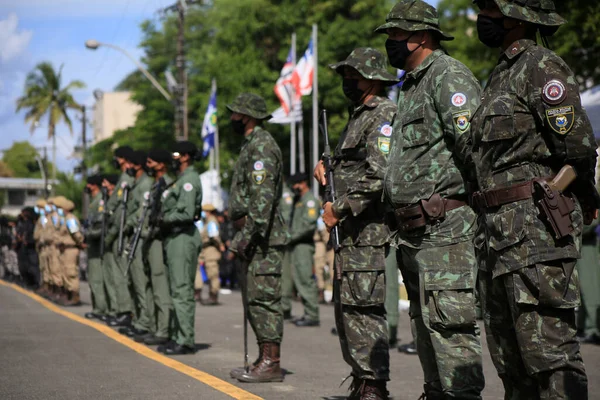 Salvador Bahia Brazylijski Luty 2022 Podczas Parady Vila Militar Salwadorze — Zdjęcie stockowe