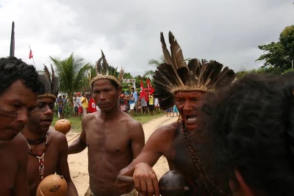 Porto Seguro Bahia Braziliaans December 2007 Indianen Van Etinia Pataxo — Stockfoto