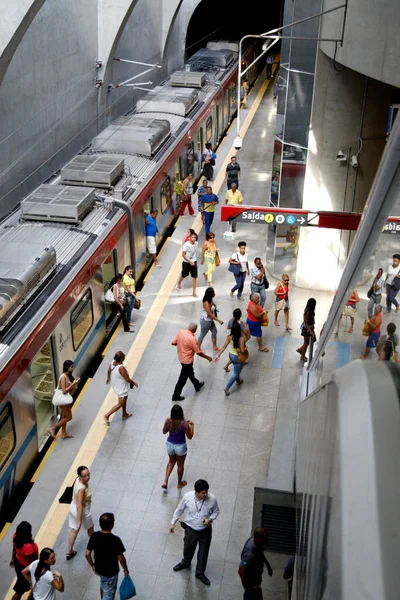 Salvador Bahia Brazil Januari 2016 Passagerartrafik Tunnelbanestationen Lapa Staden Salvador — Stockfoto