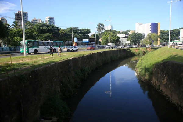 Salvador Bahia Brasil Febrero 2022 Canal Aguas Residuales Expuestas Región —  Fotos de Stock