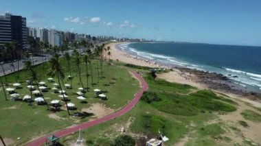 Salvador, Bahia, Brezilya - 20 Mart 2022: Salvador şehrinin kıyısındaki Jardim de Alah parkının manzarası.