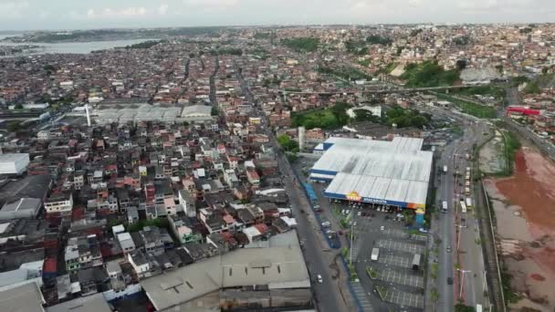 Salvador Bahia Brazil Maret 2022 Bendera Brasil Terlihat Unit Supermarket — Stok Video