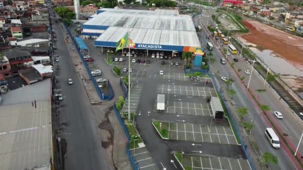 Salvador Bahia Brazil Maret 2022 Bendera Brasil Terlihat Unit Supermarket — Stok Video