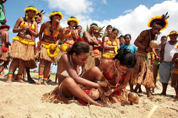 Santa Cruz Cabralia Bahia Brasile Aprile 2009 Popolazione Indigena Etnia — Foto Stock