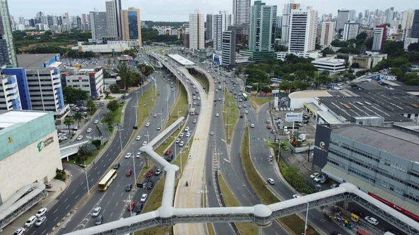 Salvador Bahia Brasil Janeiro 2022 Vista Implantação Sistema Brt Avenida — Fotografia de Stock