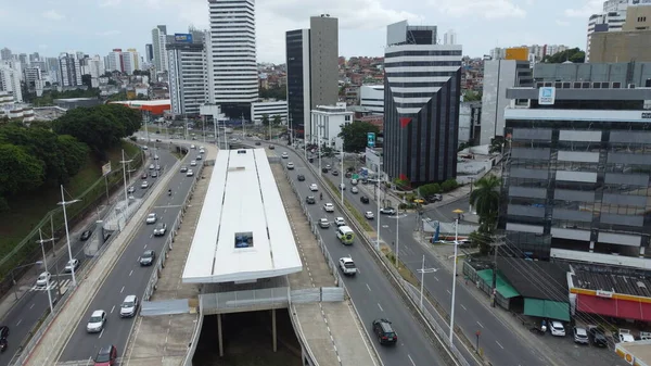 Salvador Bahia Brasil Janeiro 2022 Vista Implantação Sistema Brt Avenida — Fotografia de Stock