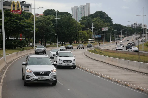 Salvador Bahia Brazil Janeiro 2022年 萨尔瓦多市Avenida Antonio Carlos Magalhaes Brt系统实施工作概览 — 图库照片