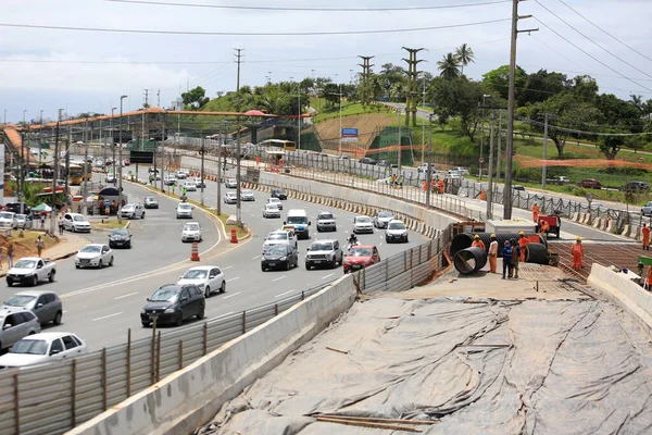 Salvador Bahia Brasil Setembro 2016 Construção Linha Metrô Cidade Salvador — Fotografia de Stock
