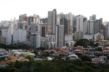 Salvador, Bahia, Brezilya - 26 Ocak 2017: Salvador şehrinin gecekondu bölgesindeki evleri görmek.