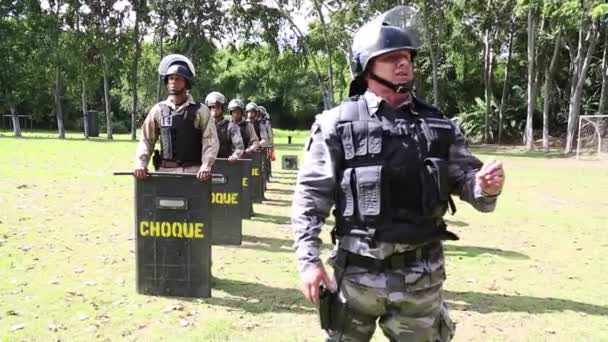 Lauro Freitas Bahia Brasilien Juli 2016 Bereitschaftspolizisten Üben Den Einsatz — Stockvideo