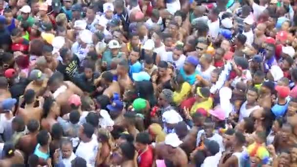 Salvador Bahia Brasil Febrero 2016 Gente Agrupa Durante Carnaval Ciudad — Vídeo de stock