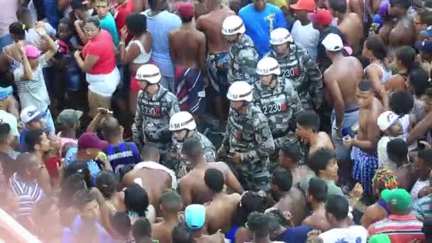 Salvador Bahia Brazilština Února 2016 Lidé Při Karnevalu Salvadoru Schoulili — Stock video