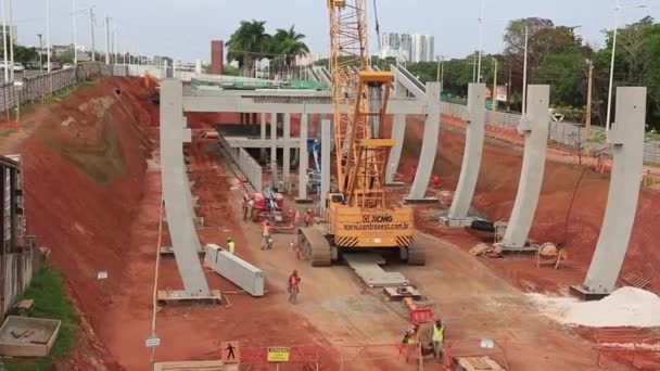 Salvador Bahia Brasilien Januar 2016 Bau Der Linie Der Untergrundbahn — Stockvideo