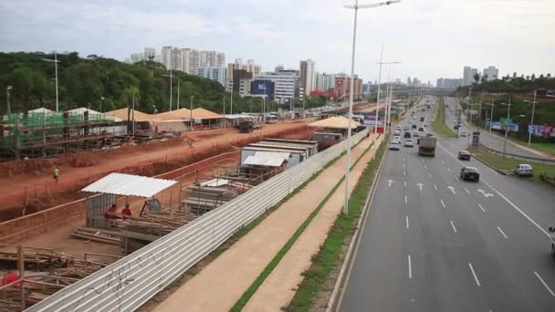 Сальвадор Баия Бразилия Января 2016 Года Строительство Линии Метро Городе — стоковое видео