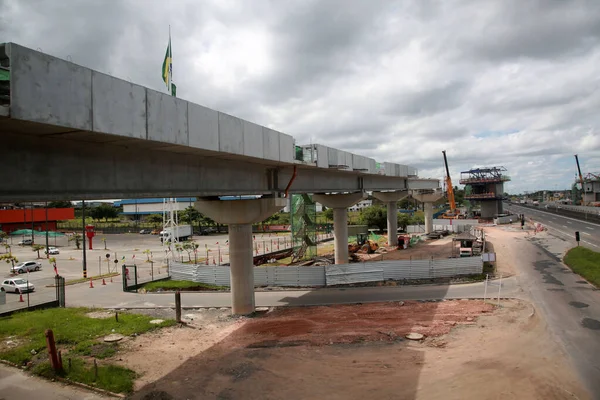 Salvador Bahia Brasil Abril 2022 Canteiro Obras Para Ampliação Linha — Fotografia de Stock