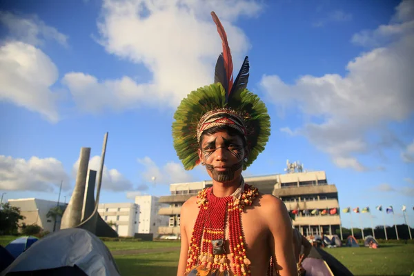 2022年4月25日 ブラジル バイーア州サラドールで会議が開催され サルバドール市内の異なる民族のインド人が集まる 会議は 彼らの村の改善と領土の分離を求めることです — ストック写真