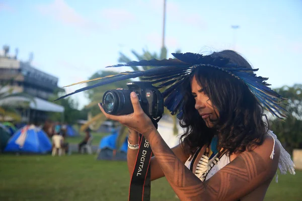 Salvador Bahia Brazil April 2022 Möte Samlar Indianer Olika Etniciteter — Stockfoto