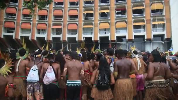 Salvador Bahia Brasil Abril 2022 Índios Diferentes Tribos Baianas Durante — Vídeo de Stock