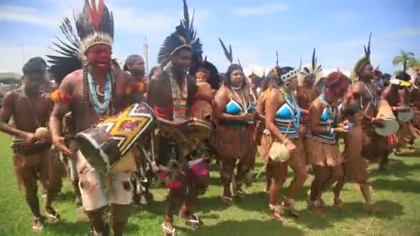 Salvador Bahia Brazil April 2022 Indians Different Tribes Bahia Protests — стоковое видео