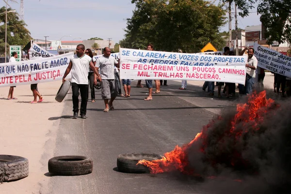 Porto Seguro Bahia Brasil Março 2010 Manifestantes Protestam Rodovia Federal — Fotografia de Stock