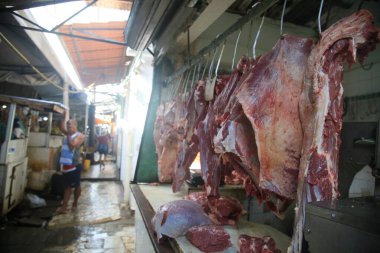 Salvador, Bahia, Brezilya - 30 Nisan 2022: Carne Bolvina Salvador 'daki Sao Joaquim fuarında sergileniyor..