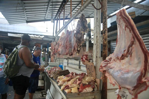 Salvador Bahia Brazil April 2022 Carne Bolvina Sale Display Stall — Stok fotoğraf