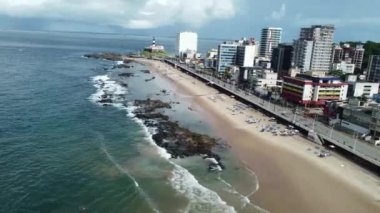 salvador, bahia, brazil - may 1, 2022: View of Santo Antonio Fort, better known as Barra lighthouse in Salvador city.