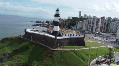 salvador, bahia, brazil - may 1, 2022: View of Santo Antonio Fort, better known as Barra lighthouse in Salvador city.